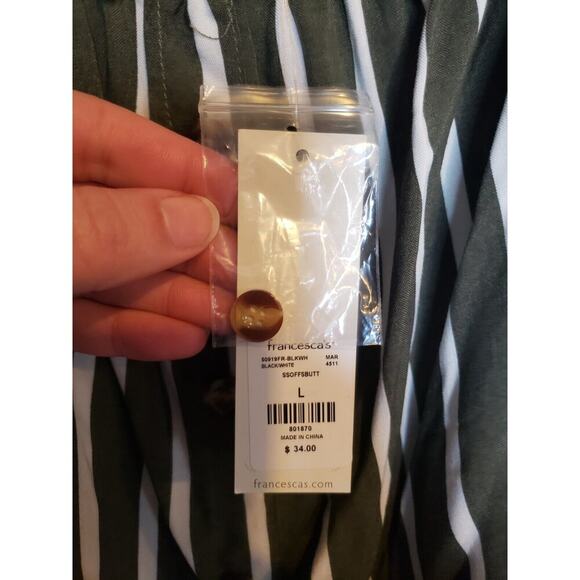 Francesca's Miami Womens Striped Off the Shoulder Crop Top Green Size Large NEW - Picture 10 of 12